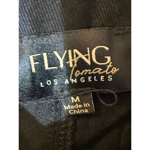 Flying Tomato Black Flare Denim Pants with Rhinestone Polka Dot Tie Belt Ml - Picture 5 of 8